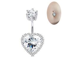 钛合金肚脐环 心形肚脐环 男女通用 CZ 爱心肚脐钉 穿孔螺丝肚脐环 身体穿孔饰品 14G - A - 查看 12