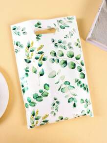 10/20/50pcs Eucalyptus Leaf Party Favor Bags - Green Floral Plastic Gift Bags Bulk Pack, Durable Tote & Handheld Bags For Birthday Wedding Youngsters Shower Decorations, Eucalyptus Theme Party Supplies Decor