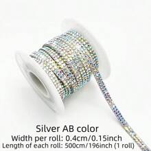 5m Self-Adhesive Rhinestone Tassel Trim - 2 Rows, Solid Color, Suitable For Car Decor, Parties, Birthdays, Weddings, Clothing, Shoes, Hats, Crafts - Thematic Stickers, Best For Christmas