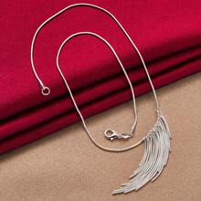 925 Sterling Silver Plated Pendant Necklace Chain For Women Fashion Wedding Party Charm Jewelry - Silver - View 5