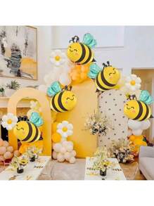 7 Stücke Bienen & Margerite Folienballon Set - Aluminium Folienballons geeignet für Frühling, Geburtstag, Jahrestag, Abschluss, Muttertags Partydeko - Auch geeignet für Hochzeiten, Taufen, Thanksgiving, Valentinstag und weitere Anlässe