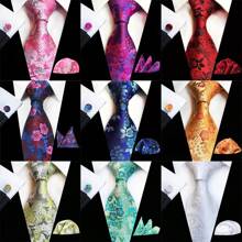 3 Piece Set: 8cm Floral & Patterned Necktie, Handkerchief, And Cufflinks Men's Necktie Set, High Quality Classic Business & Casual Tie Set, Men's Wedding Accessories, Family, Christmas, Party Gift