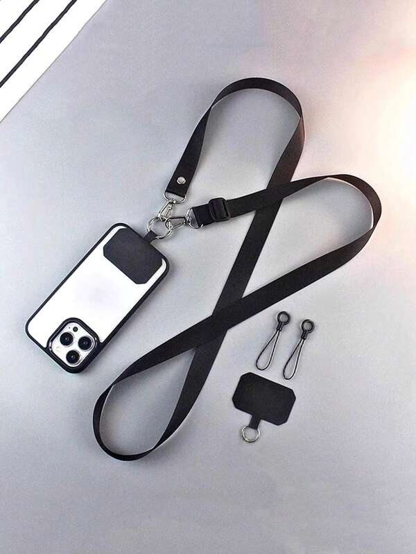 1pc Adjustable Nylon Phone Lanyard Strap, Suitable For Smartphone, ID Card, Keys, Transit Card, Student ID Card, Messenger Bag, Includes Accessory Ring