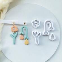 2pcs Flower Shaped Clay Molds For Jewelry Making, Earring Craft DIY - White - View 1