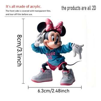 1pc Cute Cartoon Mickey & Minnie Mouse Decorative Pendant, Disney Animation Character Acrylic Figurine, Delicate Small Gift