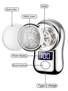 Afeitadora eléctrica mini recargable por USB con pantalla LED, adecuada para hombres y mujeres, diseño compacto y portátil - perfecta para viajes, oficina, uso doméstico, regalo ideal para hombres y mujeres, afeitadora portátil mini