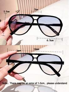 1pc Men's Aviator Fashion Glasses, Retro Black Frame, Summer Fashion Glasses Suitable For Vacation, Travel, Beach, Unisex Fashion Eyewear For Summer Beach Vacation,Outdoor,Travel - Multicolor - View 5