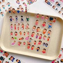 10pcs Japanese Cartoon Stickers, Emoticon Meme Characters For Scrapbooking, Journal Decoration, Die-Cut Design - Multicolor - View 1