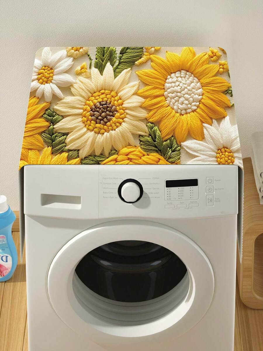 1 Sunflower Washing Machine Refrigerator Dust Cover Anti Stain Dust Cover