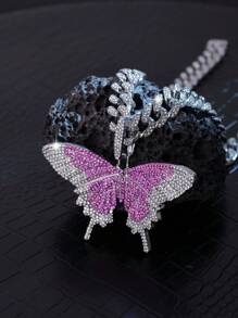 1 pièce Collier pendentif papillon en alliage de zinc, style punk, chaîne cœur, unisexe