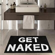 1pc 20" X 32" Bathroom Mat Non-Slip Microfiber Absorbent Bathroom Rug For Apartment Black Bathroom Mat For Tub And Shower Machine Washable Cute Bathroom Rug Fun Bathroom Decor - 黑白 - 查看 3