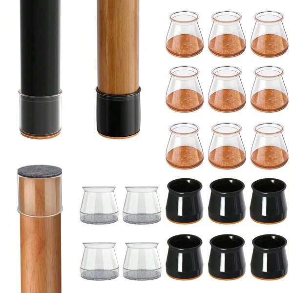 16/24PCS Chair Leg Floor Protectors, Silicone Chair Leg Caps Cover Furniture Pads For Hardwood Floors, Furniture Sliders For Chair Legs(Round,XS,Fit:13-22.9mm)