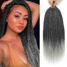 1/8 Packs Senegalese Twist Crochet Hair 14/18 Inch Crochet Hair, Small Twist Crochet Braids Hair Hot Water Setting, Pre-Looped Crochet Braiding Hair
