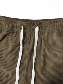 Pantaloncini casual da uomo in velluto a coste con cordino in vita, etichetta allegata, adatti per l'estate, all'aperto, in spiaggia, per le vacanze
