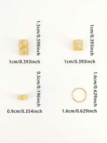 40pcs/Set Mixed Shape Dreadlock Hair Ties, Adjustable Hair Bands Suitable For Braiding Hairstyles, All Seasons - Gold - View 6