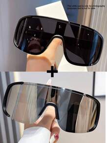 1 Pair Of Y2K Style Decorative Sports Glasses Suitable For Both Men And Women, Fashionable Sports Windproof Goggles, Perfect For Daily Wear, Photography, Shopping, Cycling, Skiing, Rock Climbing, Fishing And Other Gatherings Easy Comfort Casual Outfits Outdoor Cycling Glasses For Summer Beach Vacation,Outdoor,Travel Autumn Accessories Goggles
