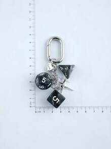 1pc Unisex Heart Shaped Asymmetrical Dice Design Keychain, Bag Pendant Halloween Valentine's Day Valentines Car Accessories Bag Charm