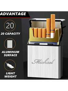 1 pieza Estuche para cigarrillos personalizado con texto personalizado - Regalo ideal para padre, novio o novio - Accesorio de estilo para hombres - Multicolor - Ver 6