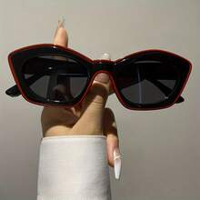 Vintage Classic Cat Eye Fashion Glasses Unisex - Purple Blue Gradient Lenses, Metal Hinges, Lightweight Decorative Style, Photography Essential,  Frame, Simple Design, Unique Shape, Must-Have For Fashion Lovers - 藍色和白色 - 查看 4