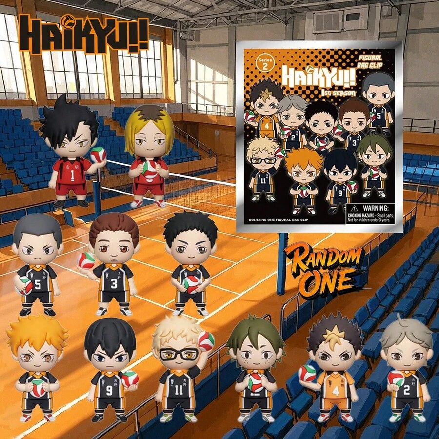 Crunchyroll 1個官方授權《排球少年》動漫盲袋 3D角色PVC鑰匙圈 隨機1款 神秘小公仔吊飾 背包車鑰匙裝飾 排球迷收藏款 節日禮物 日向 影山 山口 西谷 菅原 細節周邊 - 橘色 - 查看 1
