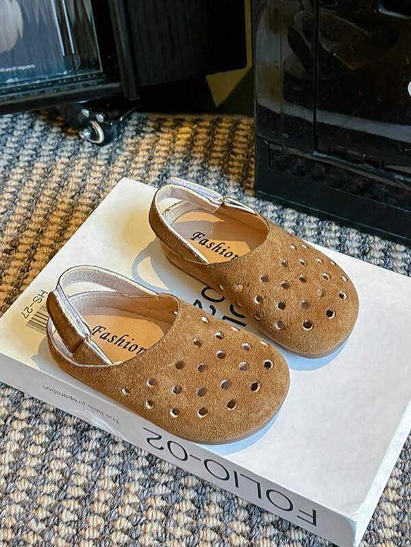 Sommer Kinder Veloursleder Slip-On Sandalen, atmungsaktiv und mit Lochstruktur, für Mädchen & Jungen