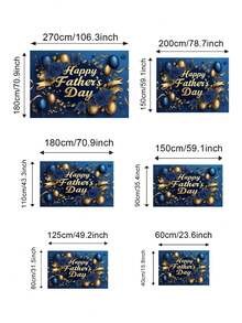 1pc Father's Day Backdrop, Premium Blue & Gold Design, Multiple Size Options, Electricity-Free, Multipurpose Polyester Fiber Home Decor, Suitable For Holiday Living Room, Bedroom, Office And Outdoor Space Party, Party Decoration, Father's Day Decoration - Multicolor - View 9