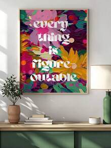 1pc, Canvas Hanging, Framed, Wall Arts, Posters, Modern, Text Posters, Quotes, Everything Is Imaginable Art Prints, Girly Wall Paintings, Fashion Wall Paintings, Abstract Floral Wall Paintings, Funky Girl Art, Inspirational Quote Art, Home Decor, Room Decor, Bathroom, Dorm, Dining Room, Kitchen, Living Room Decor Posters