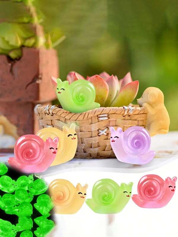 1/6/10/18pcs Resin Mini Snail Figurines, Glow In The Dark Micro Landscape Garden Pot Decor, Suitable For Indoor/Outdoor Garden Lawn Porch Balcony Patio Decoration