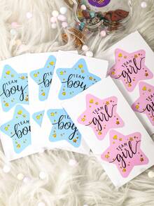 40/80 张男孩队和女孩队性别揭示贴纸，防水派对邀请投票游戏，有趣的星形蓝色和粉色性别揭示贴纸，适用于性别揭示派对、迎婴派对 - 彩色 - 查看 4