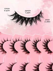 5 Pairs Asiteo Wet Cat Eye Anime False Eyelashes, Cosplay Lashes, Thick Short Wet Lashes, Makeup Tools - Spiky Manga Lashes - View 6