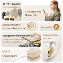 Aigo TA51 入耳式运动耳机，内置降噪麦克风，立体声低音蓝牙耳机，5.4 无线耳塞，兼容所有蓝牙设备，运动/音乐/游戏长效电池续航耳机 - 均碼 - 查看 4