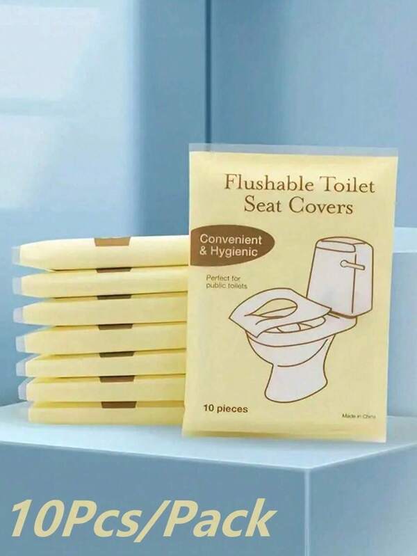 50pcs/20pcs/10pcs Disposable Hygienic Toilet Seat Cover, Water-Soluble Portable Toilet Seat Cover, Portable Travel And Business Sanitary Pad, Essential For Airplane Travel, Camping, Bathroom Accessories, Sanitary Protection Pad