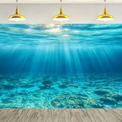 1 pieza Fondo con estilo oceánico del mundo submarino, 100% poliéster con escena de playa hawaiana, sin electricidad, ideal para decoración interior/exterior y como accesorio de fotografía para fiestas
