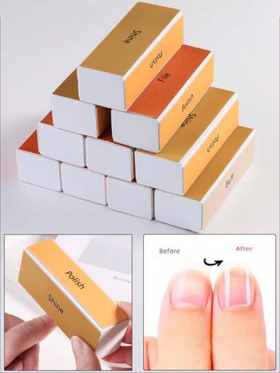 ملف أظافر وبلوك تنعيم وتنظيف البشرة والتلميع مع أداة لتسوية وتجميل الأظافر، سطحي بعدة ألوان، أداة مهنية لتنظيف وتجميل الأظافر (2/4/6/8/10 حبة)