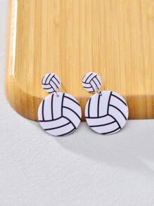 1 Pair Football, Baseball, Basketball, Volleyball Design Pendant Acrylic Earrings, Cute Sports Style Fashion Jewelry For Game Days