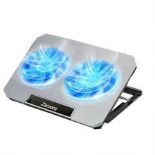"Powerful Cooling Fan" Laptop Cooling Pad, Cooling Bracket, Cooling Table, Equipped With 2 Large Fans, 5-Level Height Adjustment, Airflow Adjustment Pulley, Computer Radiator, Low Noise, 2 USB Ports, Metal Mesh Design, Non-Slip, With LED Strip Light, Upward Facing 9-17.3 Inches, Compatible With Laptops, Etc. Perfect For Office/Telecommuting/Business Trips, Etc.