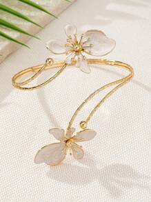 1 Peça Elegante Bracelete de Braço com Borboleta de Metal e Flor Branca para Meninas, para Uso Diário, Festas e Feriados