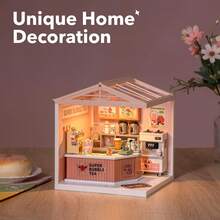 Robotime Rolife Miniature House With LED Lights - DIY Dollhouse Model Kit For Adults And Teens, Cute Mini House Kit, Creative Gift For Women - Double Joy Bubble Tea - View 5