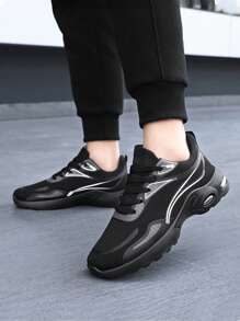 Tênis Esportivos de Malha Respirável e Confortável, com Aumento de Altura por Amortecimento de Ar, Estilo Casual Fashionável para Uso Externo e Corrida, com Cadarço, para Homens