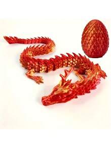 3D Printed Chinese Dragon Egg With Movable Joints - 11.8-Inch Dragon Flexible Statue, Color Series Home Office Decoration