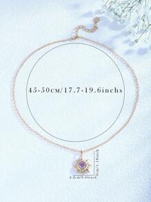 Collier en cuivre plaqué or rose 18 carats avec pendentif soleil en zircone artificielle, bijou à la mode pour femme, idéal au quotidien, idéal pour la fête des mères, la Saint-Valentin ou un anniversaire.