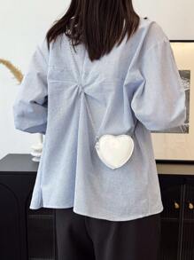 Laser Heart Girls Fashionable Shoulder Bag Chain Strap Crossbody Purse PU Leather Casual Small Bag