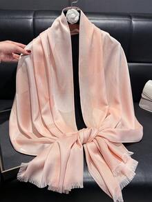 1pc Women Elegant Minimalist Five-Leaf Flower Print Lyocell Scarf, Versatile Lightweight Shawl For All Seasons, Can Be Used As Decoration, Head Wrap For Dress - Multicolor - View 7