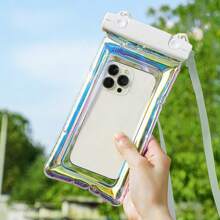 1 pièce Sac de téléphone étanche à l'épreuve des chutes avec airbag laser. Sac de téléphone étanche pour la plongée, la natation et les activités de plein air. Étui de téléphone tactile transparent. Accessoires de plage, accessoires de voyage, essentiels de plage, flotteur de piscine