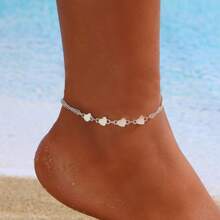 2 piezas tobillera con cadena gruesa, joyería de playa de verano con doble estilo exagerado chapada en oro para chicas