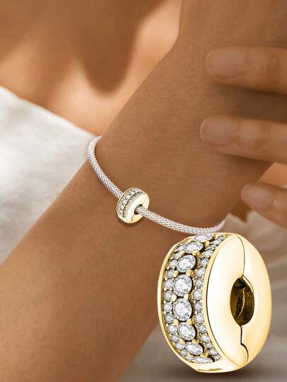 1 st 925 sterlingsilver med zirkonia-spänne, lämplig för gör-det-själv-armbandssmycken för kvinnor