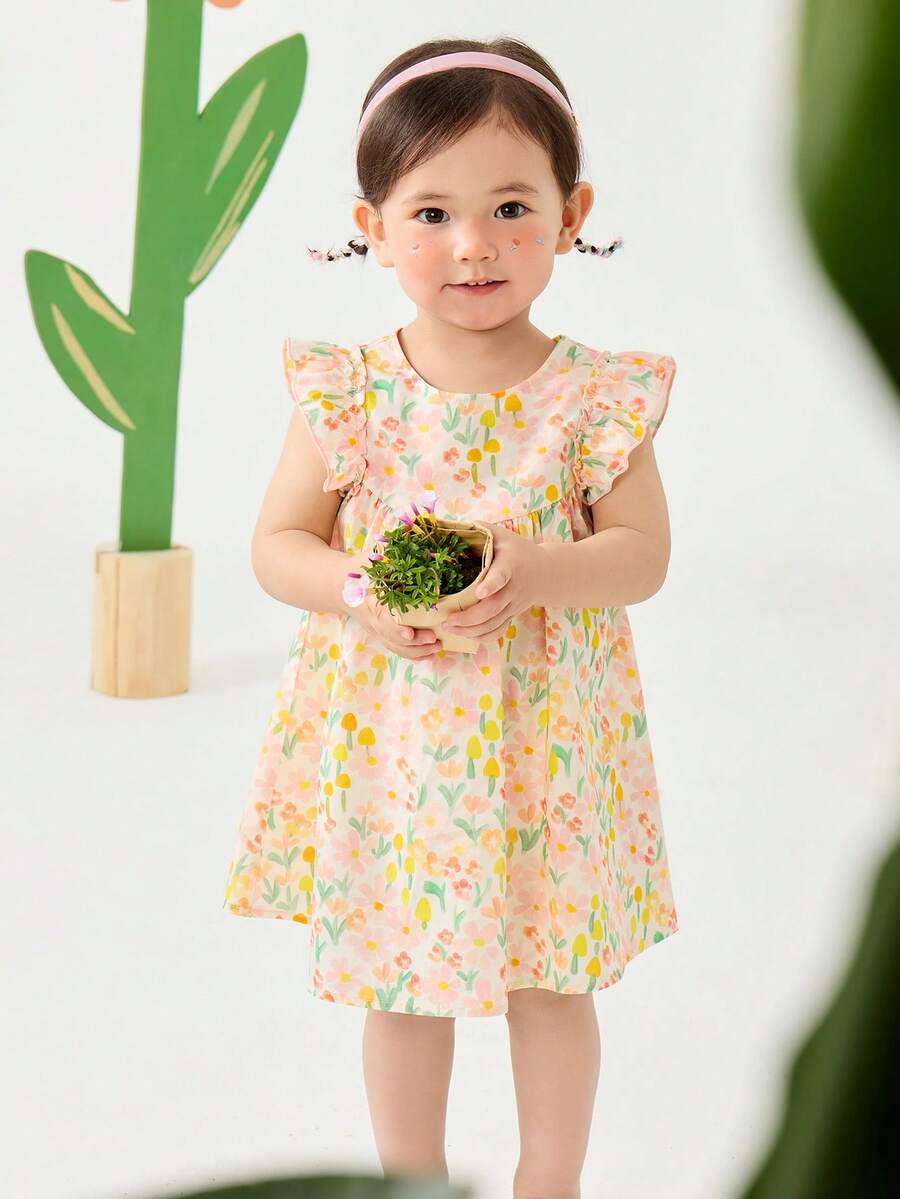 mini bala 女童纯棉连衣裙宝宝甜美透气轻薄 A 字裙 2025 年夏季新品