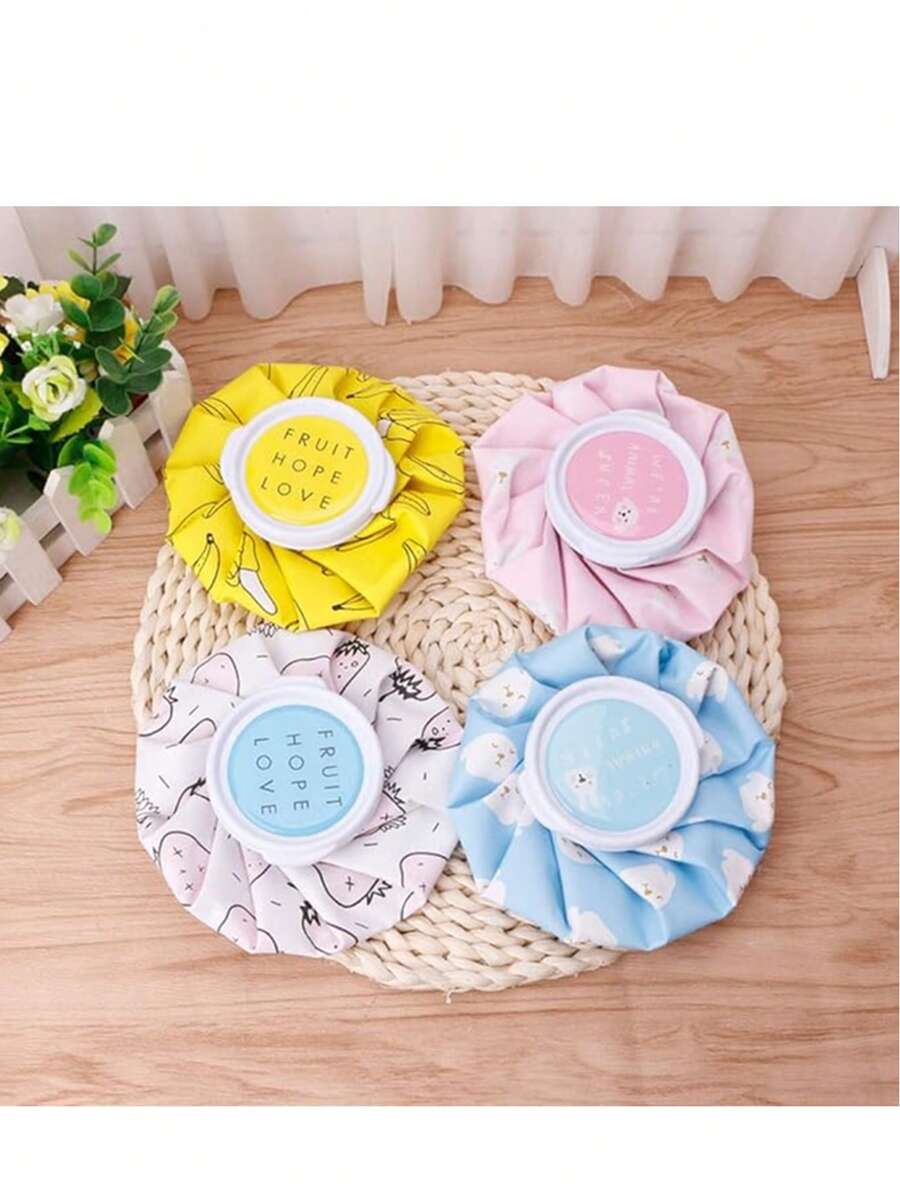 1/4pcs Bolsa de Gelo Reutilizável, Uso Duplo Quente e Frio, Bolsa de Água Quente com Padrão Bonito. Pode ser usada como compressa fria para aliviar a fadiga ocular, portátil e compacta para fácil armazenamento.