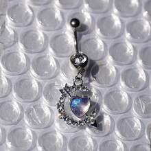 Butterfly Heart Y2K Dangle Belly Button Ring Gold Navel Ring For Women 14G Piercing Jewelry Stainless Steel - Silvery - View 4