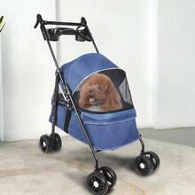 Passeggino per animali domestici, realizzato in acciaio inossidabile + tessuto non tessuto, elevata capacità di carico, adatto a gatti e cani di piccola e media taglia, 50*70*95 cm